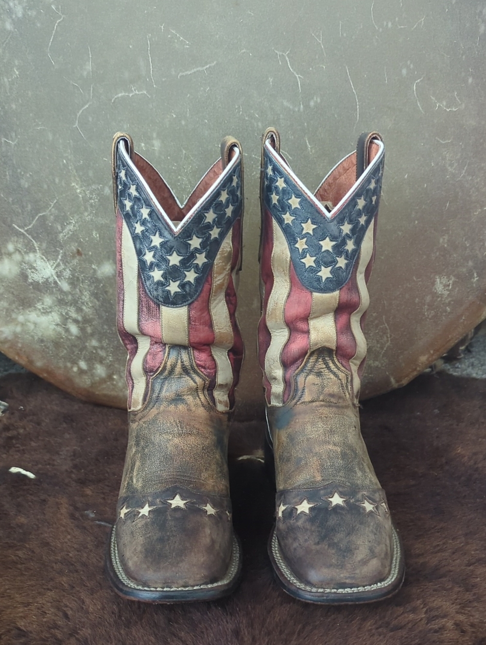 DAN POST DP3914 "Betsy" American Flag cowgirl western boots square toe sz 8.5 - Picture 9 of 15